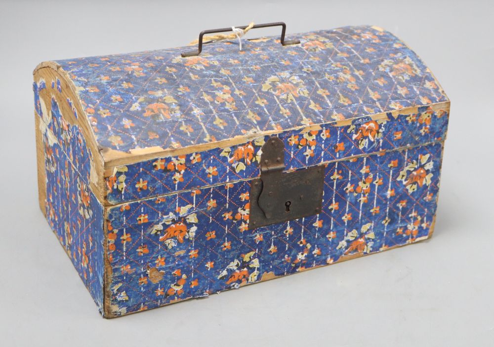 A French stencilled paper marriage box, c.1840, length 32.5cm